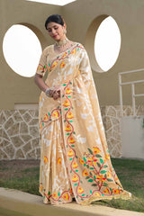 Yellow Woven Cotton Saree