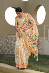 Yellow Woven Cotton Saree