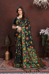 Black Jamdani Floral Cotton Saree