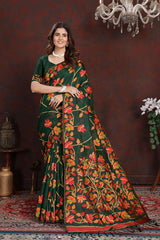 Green Jamdani Floral Cotton Saree