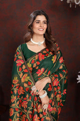 Green Jamdani Floral Cotton Saree