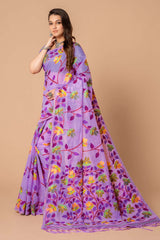 Lavender Jamdani Floral Cotton Saree