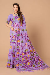 Lavender Jamdani Floral Cotton Saree