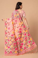 Pink Jamdani Floral Cotton Saree