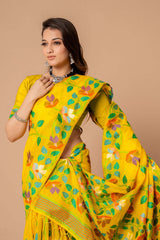 Yellow Jamdani Floral Cotton Saree