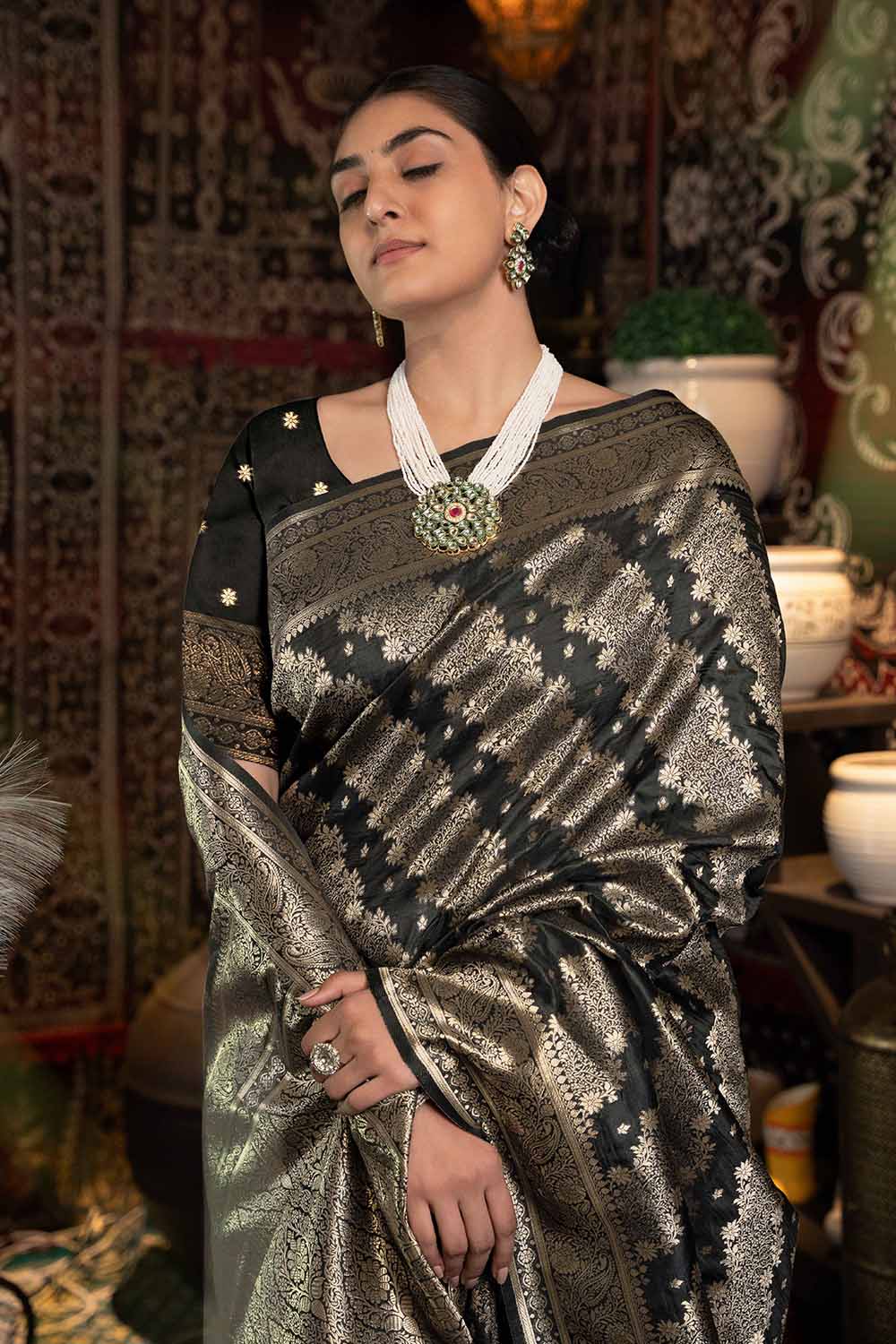 Black Zari Banarasi Saree