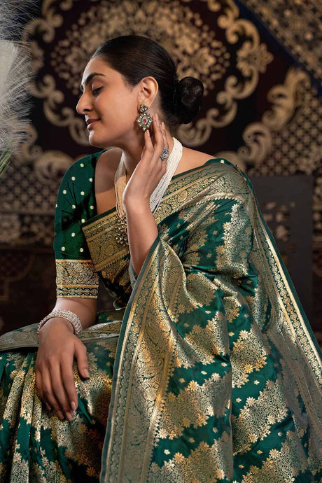 Green Zari Banarasi Saree