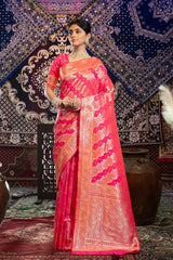 Pink Zari Banarasi Saree