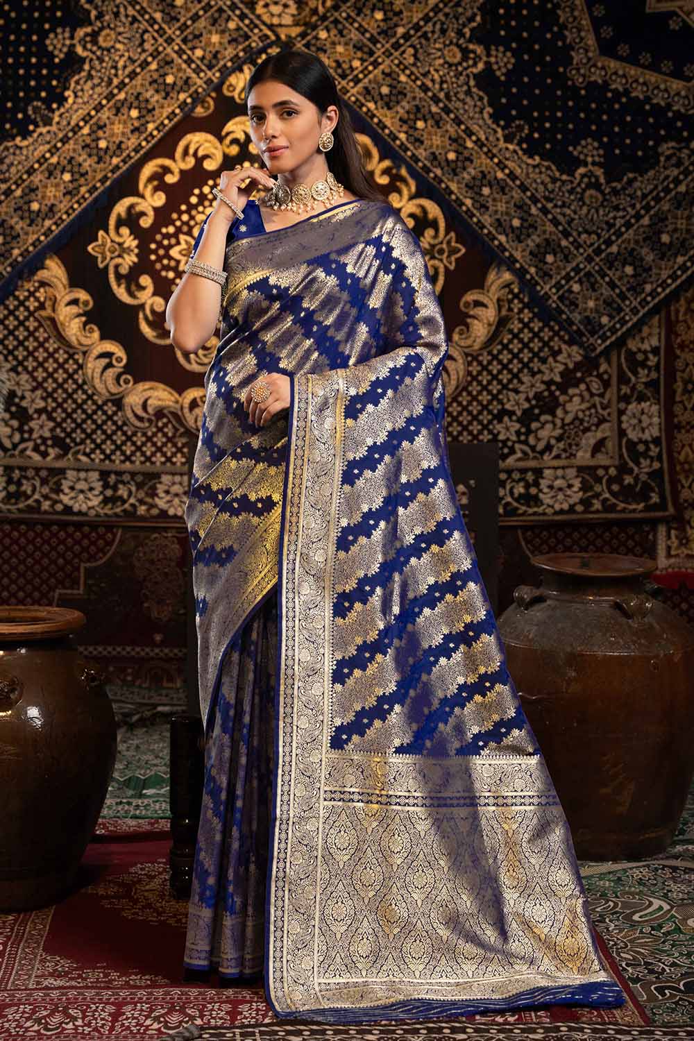 Blue Zari Banarasi Saree