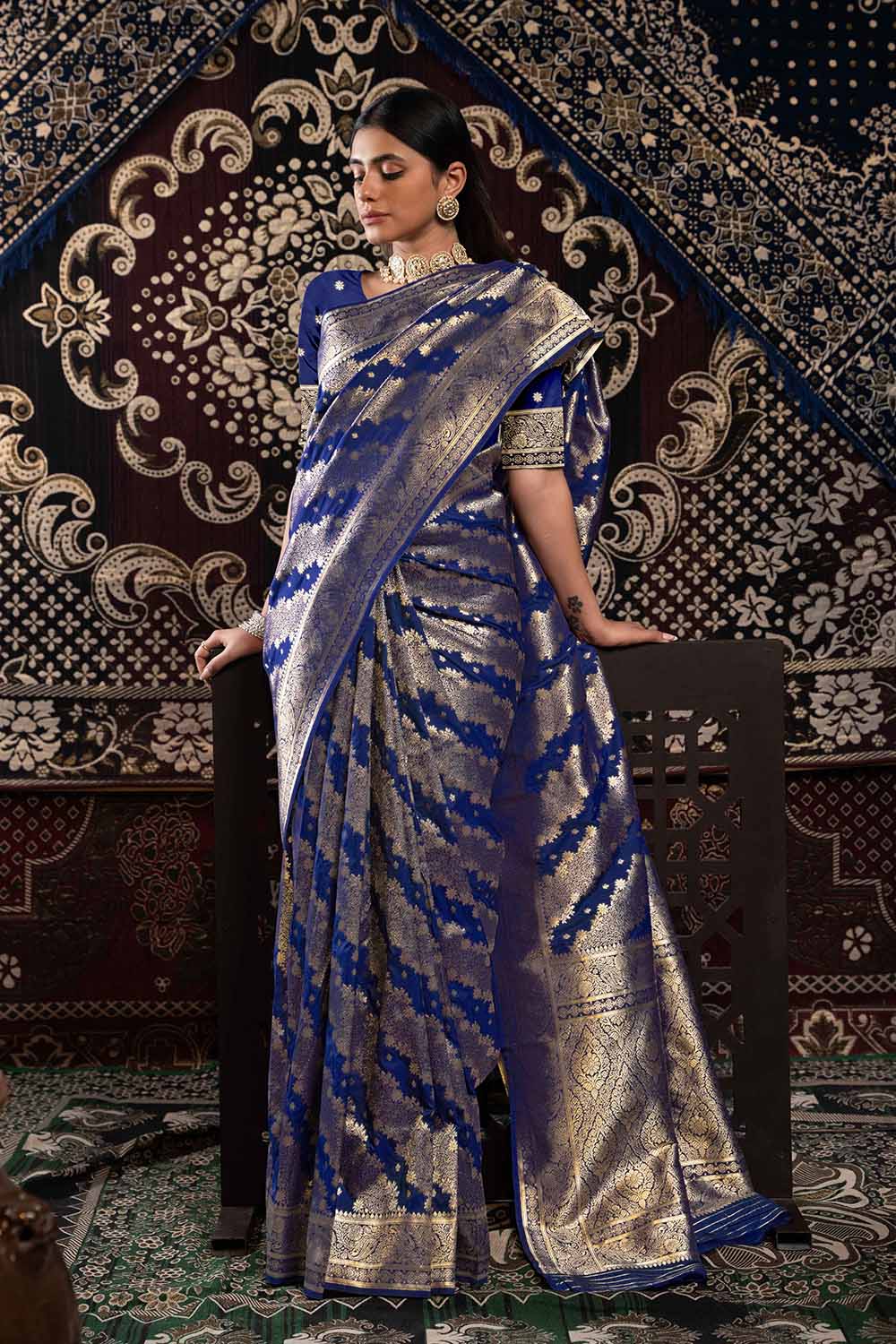 Blue Zari Banarasi Saree