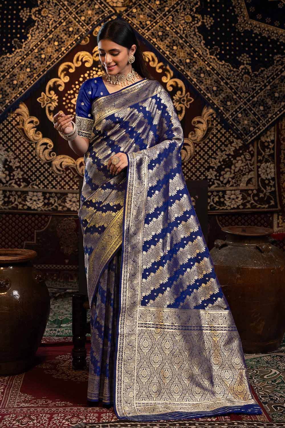 Blue Zari Banarasi Saree