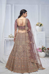 Purple Net Embroidered Lehenga Set