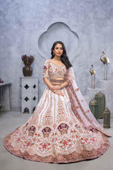 Light Purple Silk Embroidered Lehenga Set