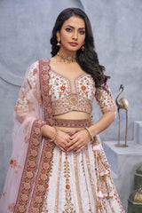 Light Purple Silk Embroidered Lehenga Set