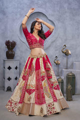 Ivory Silk Embroidered Lehenga Set