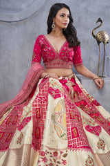 Ivory Silk Embroidered Lehenga Set