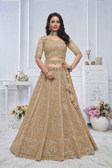 Golden Net Embroidered Lehenga Set