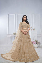 Golden Net Embroidered Lehenga Set