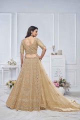 Golden Net Embroidered Lehenga Set