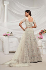 White Soft Net Embroidered  Lehenga Set