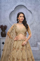 Golden Net Embroidered Lehenga Set