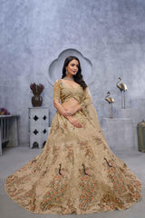 Golden Net Embroidered Lehenga Set