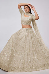 Ivory Soft Net Embroidered Lehenga Set