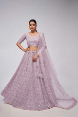 Mauve Soft Net Embellishment Lehenga Set