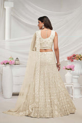 Ivory Soft Net Stone & Embroidered Lehenga Set