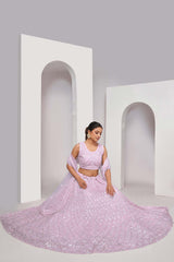 Mauve Soft Net Sequins & Embroidered Lehenga Set