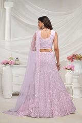 Mauve Soft Net Sequins & Embroidered Lehenga Set