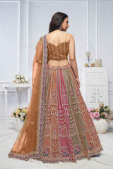 Brown Net Embroidered Lehenga Set