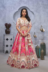 White Silk Embroidered Lehenga Set