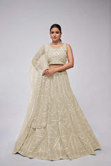 Ivory Soft Net Embroidered Lehenga Set