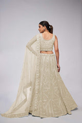 Ivory Soft Net Embroidered Lehenga Set