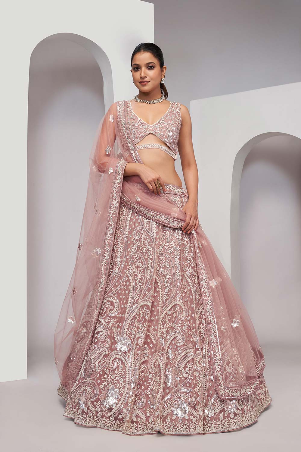 Chiku Soft Net Embroidered Lehenga Set