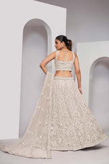 Ivory Soft Net Embroidered Lehenga Set