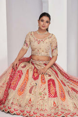 Ivory Orgenza silk  Embroidered Lehenga Set