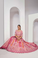 Pink Orgenza silk  Embroidered Lehenga Set