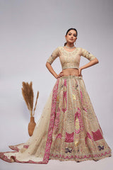 Ivory Orgenza silk  Embroidered Lehenga Set