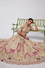 Ivory Orgenza silk  Embroidered Lehenga Set