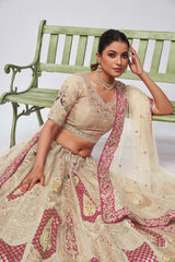 Ivory Orgenza silk  Embroidered Lehenga Set