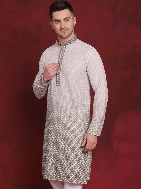 Men's Pista Sequins Embroidered Kurta