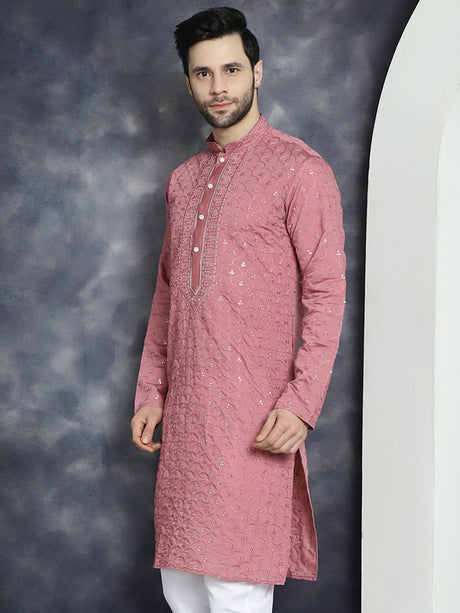 Men's Coral Sequins Embroidered Kurta