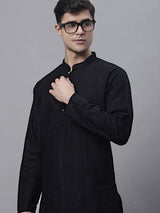 Men's Black Embroidered Kurta