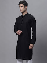 Men's Black Embroidered Kurta