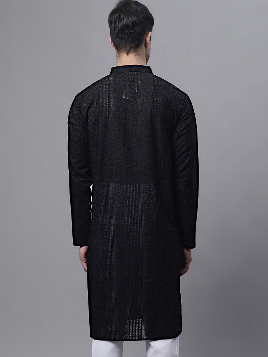 Men's Black Embroidered Kurta