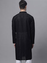 Men's Black Embroidered Kurta