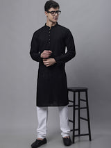 Men's Black Embroidered Kurta