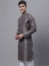 Men's Navy Digital Printed Kurta